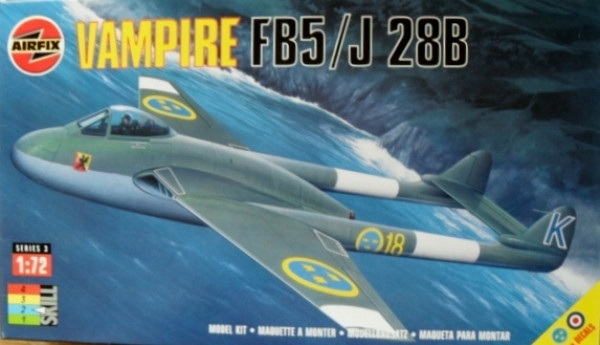 J28 Vampire Fb.5 J28B med svenska dekaler