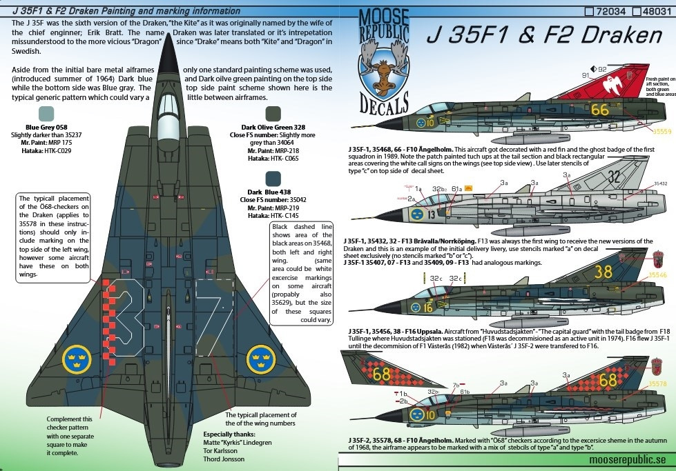 SAAB J35 Draken, 14 individer