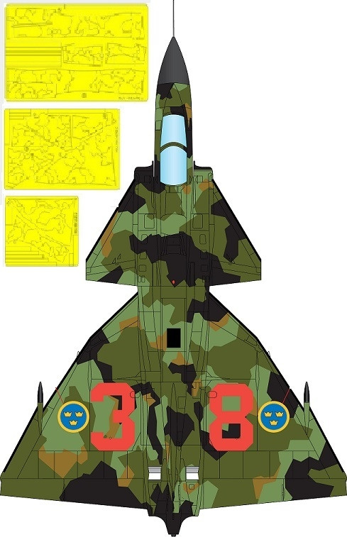 1/32 Viggen splinter camo mask for Jetmads