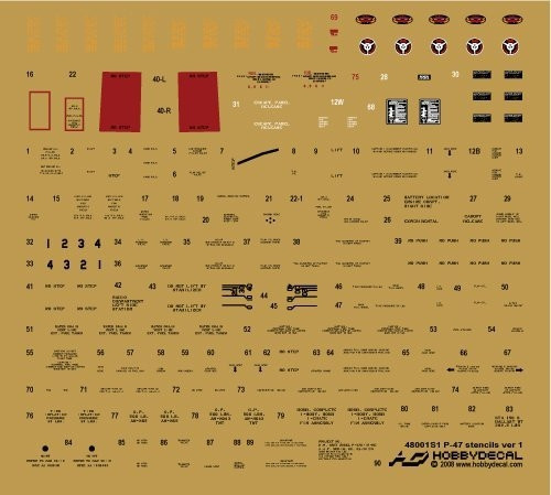 P-47 Thunderbolt stencils version 1 (dry transfer)