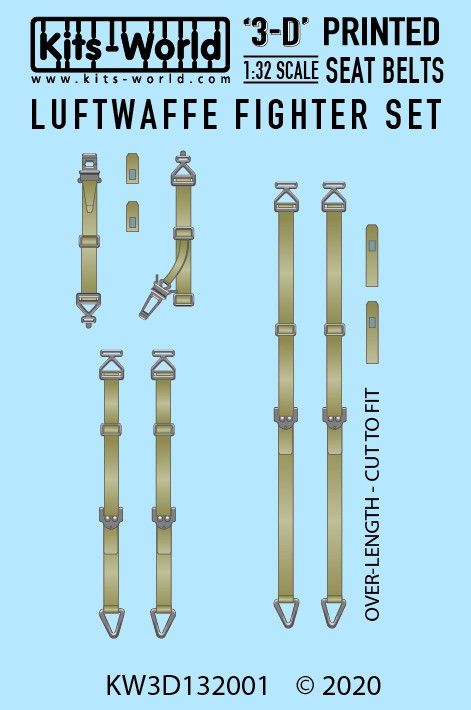 Luftwaffe Fighter Seat Belt Set. Full Colour 3D WWII decals.