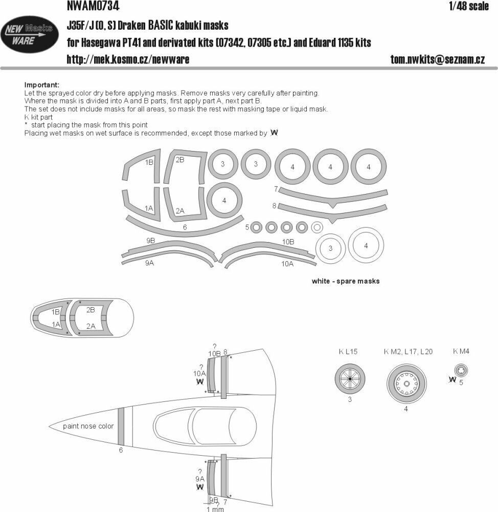 Saab J35F/J (O,S) Draken masking set /has)