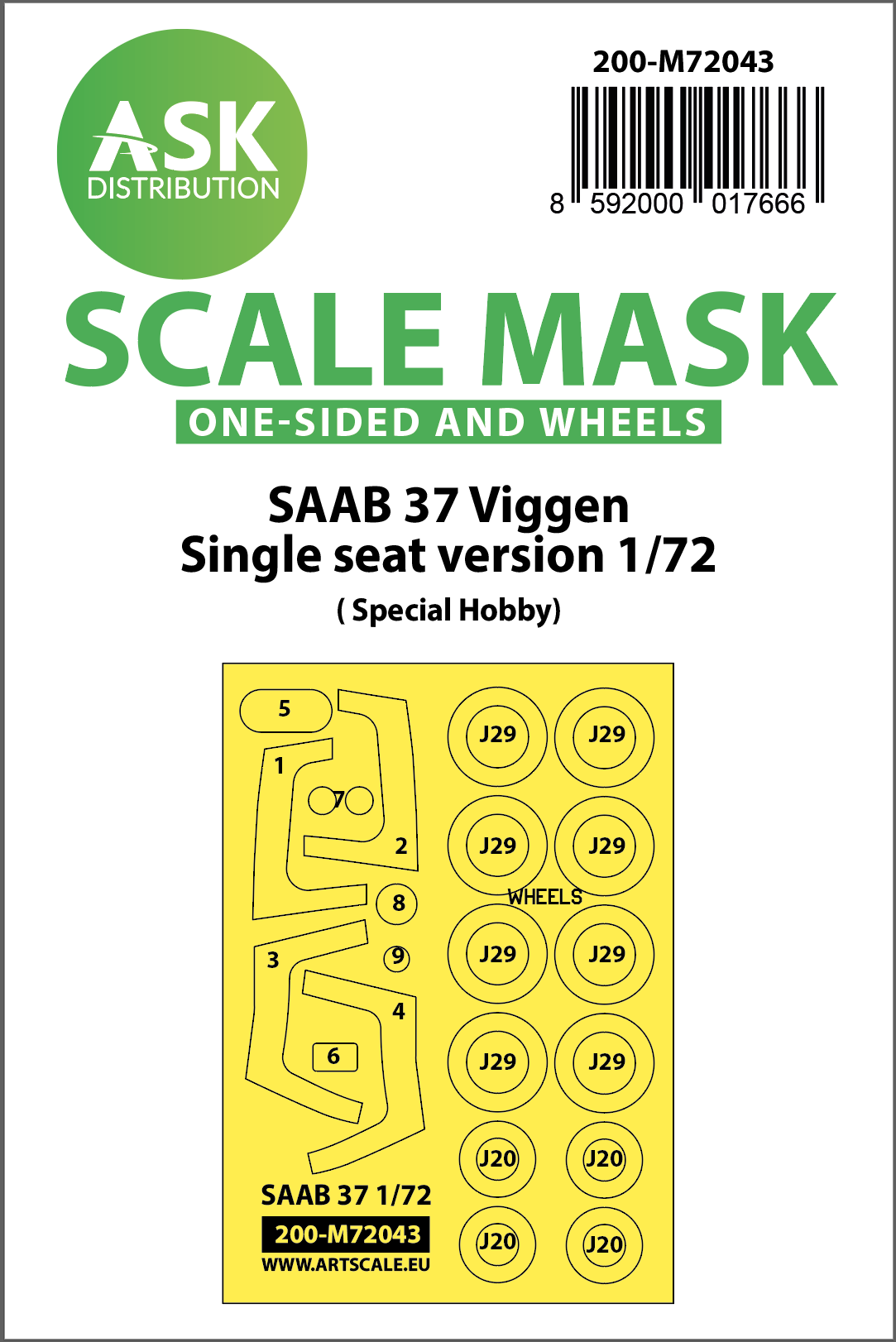 SAAB 37 Viggen 1-seater canopy & wheel mask set