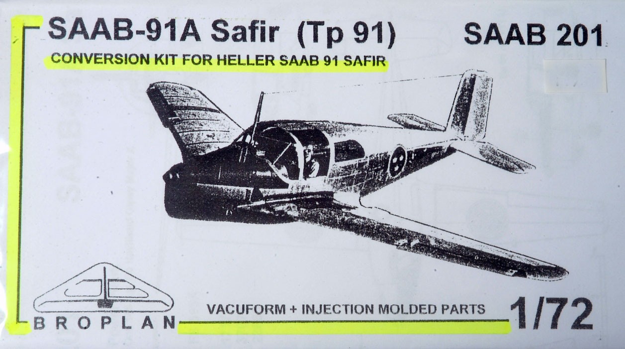 SAAB 91A Safir (Tp91) SAAB 201 conversion incl. Heller kit. (J29 Tunnan wing.)