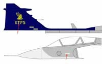 ETPS JAS39B Gripen fin emblem in gold and text in white - ALPS