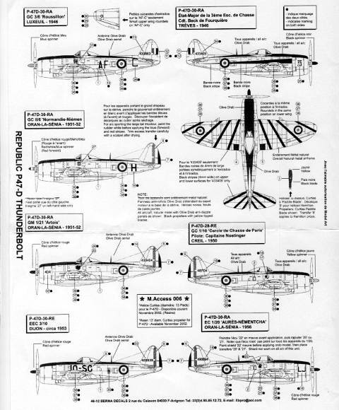 Republic P-47D Thunderbolt  Armé de l'Áir (7 schemes)