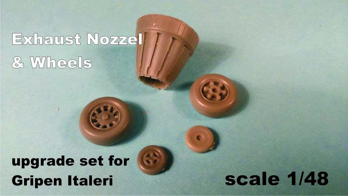 Exhaust nozzle & wheels for Italeri 1/48 Gripen