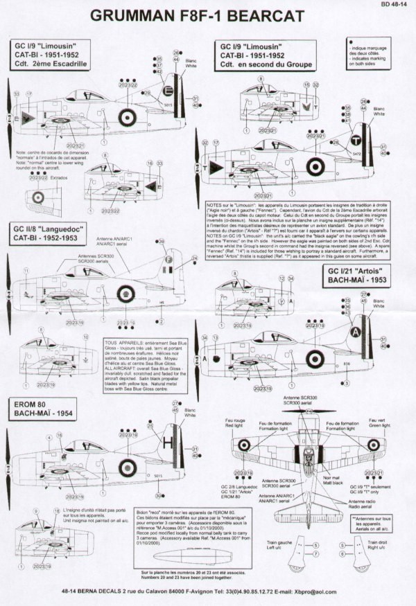Grumman F8F-1 Bearcat (5 schemes)