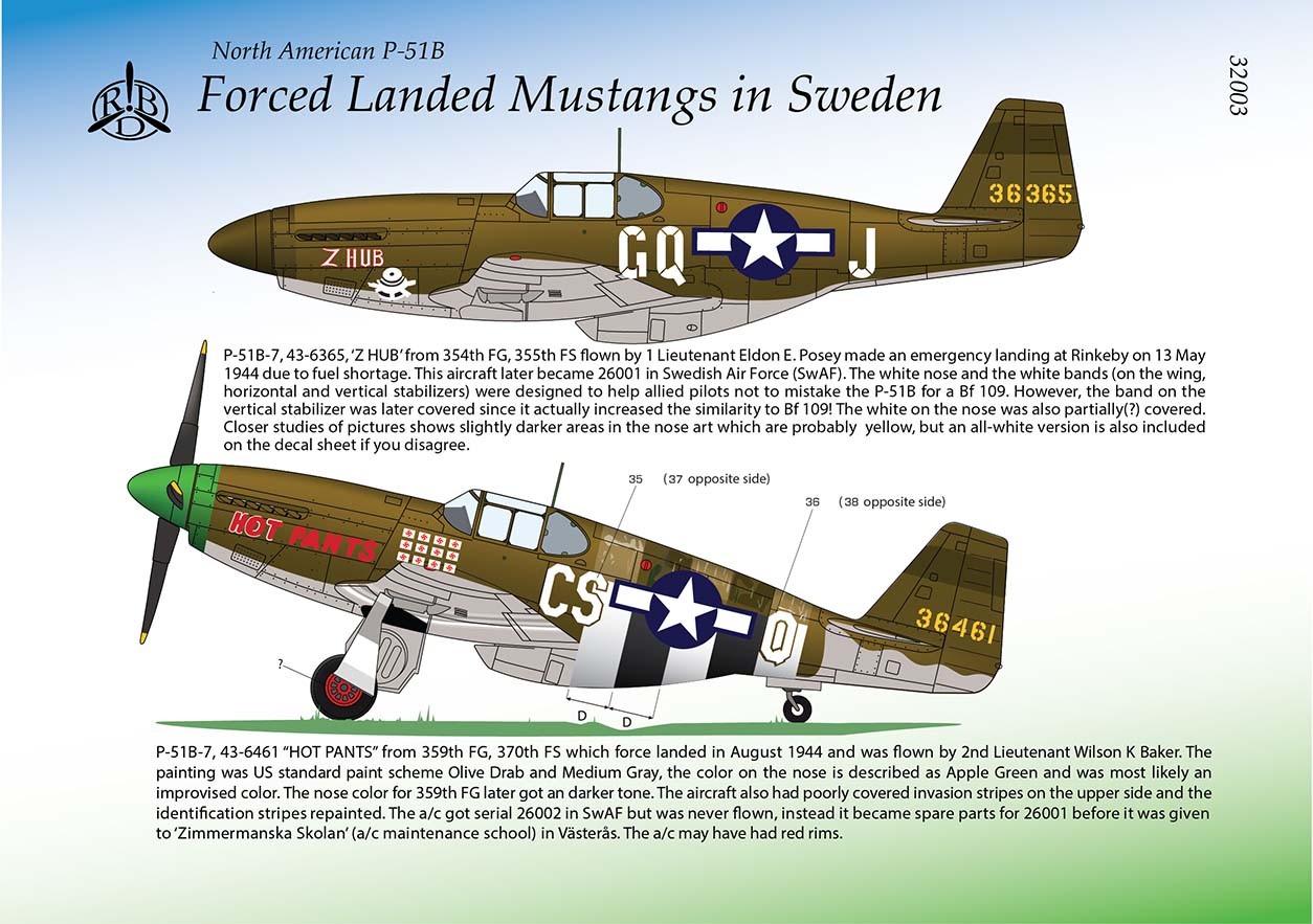 J26 P-51B Force Landed Mustangs in Sweden