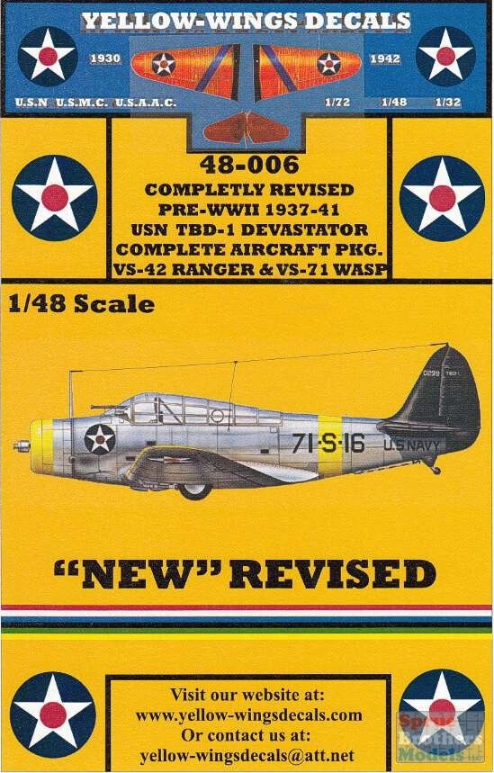USN TDB-1 Devastator: Pre-WWII 1937-41. Yellow-wings decals