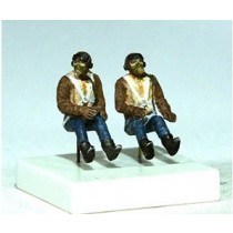 RAF pilots seated in a/c, 2 figures