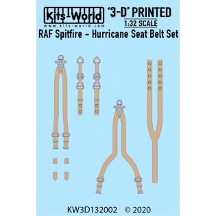 RAF Spitfire / HUrricane Seat Belt Set. Full Colour 3D WWII decals.