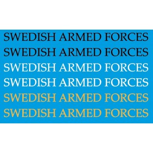 Text SWEDISH ARMED FORCES, 23 mm lång. Hkp15 AW-109 och andra.