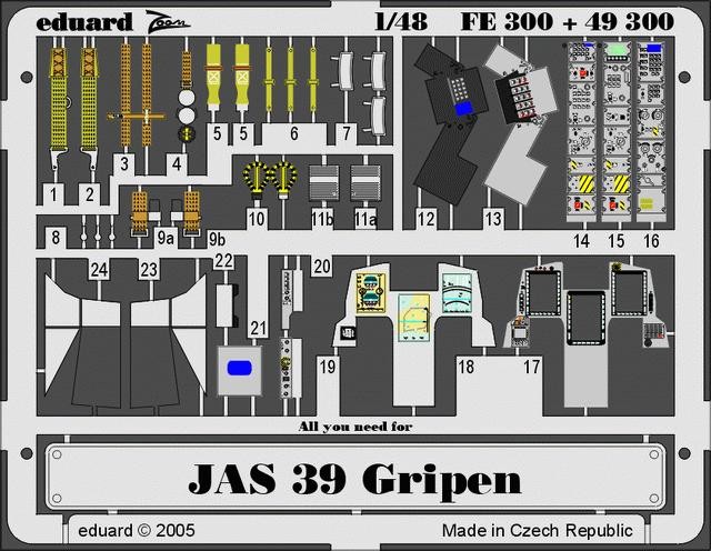 JAS39 Gripen, 3 fotoets-ark varav 1 målat ITA
