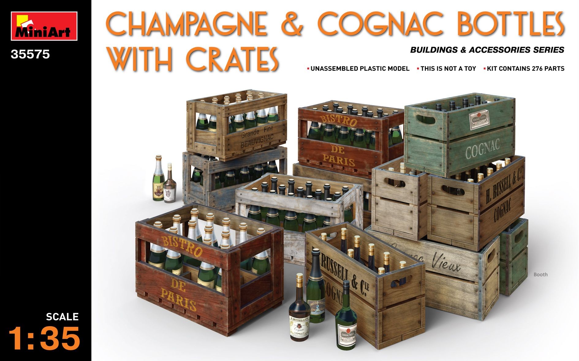 Champagne & Cognac Bottles with Crates