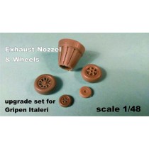 Exhaust nozzle & wheels for Italeri 1/48 Gripen