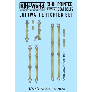 Luftwaffe Fighter Seat Belt Set. Full Colour 3D WWII decals.